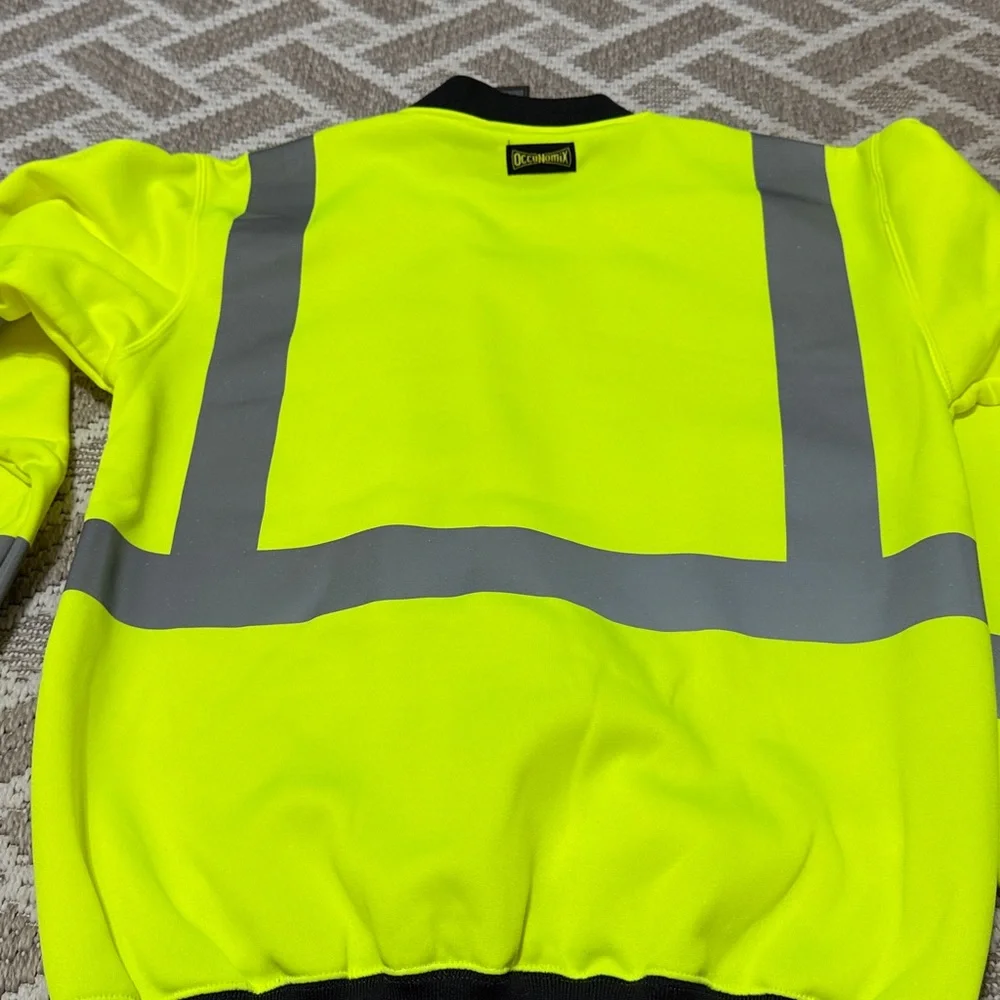 High-Visibility Yellow and Gray Men's Crewneck Sweatshirt. Medium